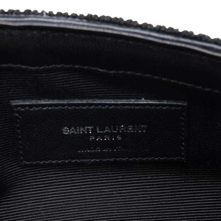 Pre Owned Saint Laurent Black Crochet and Python Embossed Leather Baby Monogram Crossbody Bag