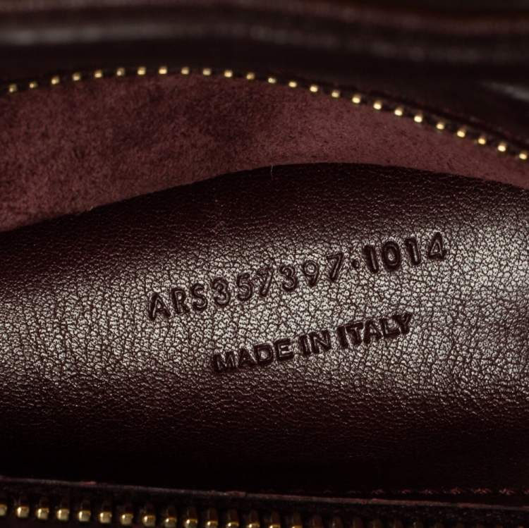 Pre Owned Saint Laurent Burgundy Matelassé Leather Small Monogram Cabas Tote