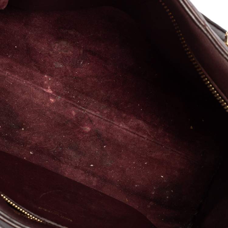 Pre Owned Saint Laurent Burgundy Matelassé Leather Small Monogram Cabas Tote