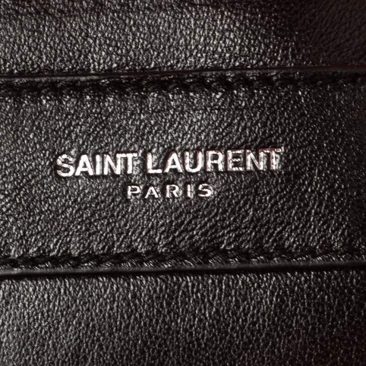 Pre Owned Saint Laurent Neon Orange Leather Kate Monogram Wallet on Chain