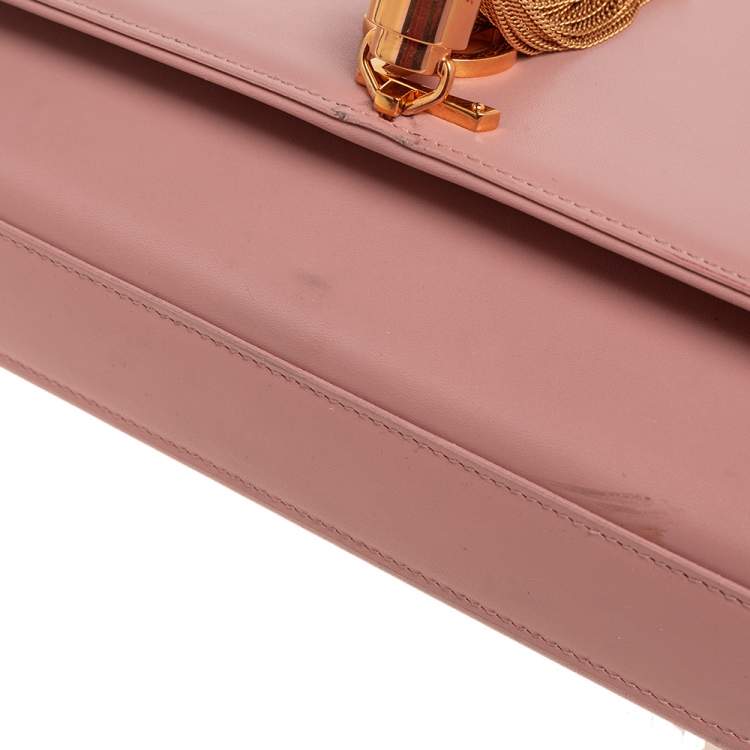 Pre Owned Saint Laurent Pink Leather Medium Kate Tassel Shoulder Bag