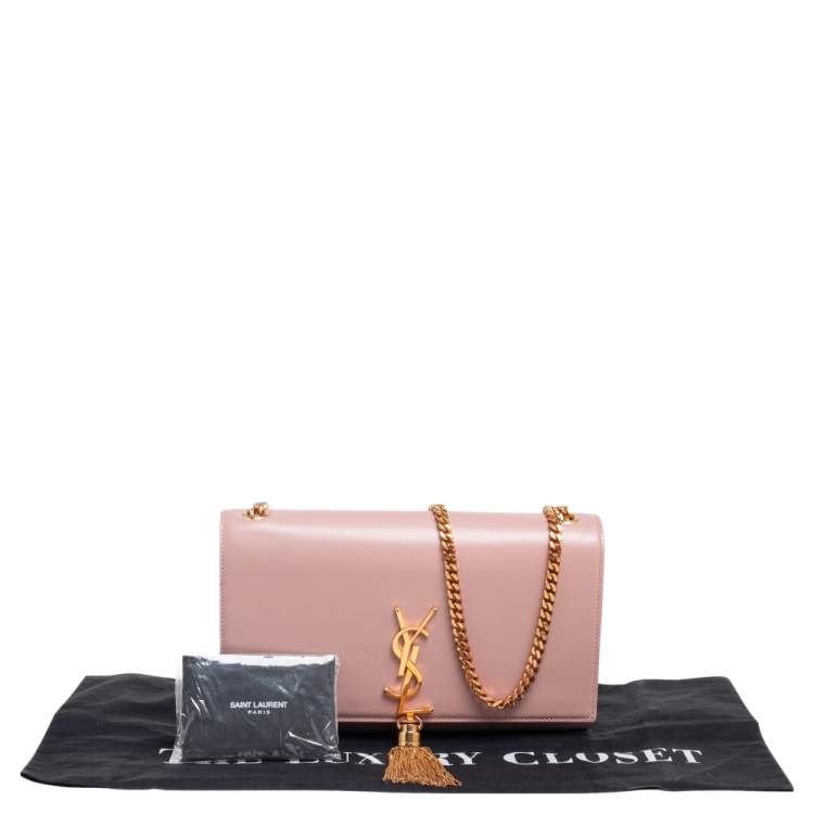 Pre Owned Saint Laurent Pink Leather Medium Kate Tassel Shoulder Bag