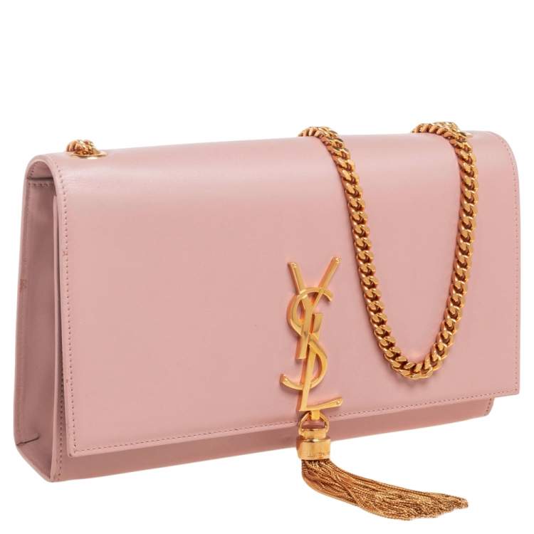 Pre Owned Saint Laurent Pink Leather Medium Kate Tassel Shoulder Bag