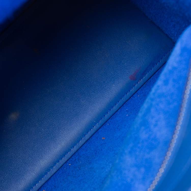 Pre Owned Saint Laurent Blue Leather Baby Monogram Cabas Tote