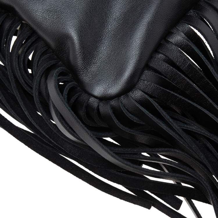 Pre Owned Saint Laurent Black Leather Fringe Shoulder Bag