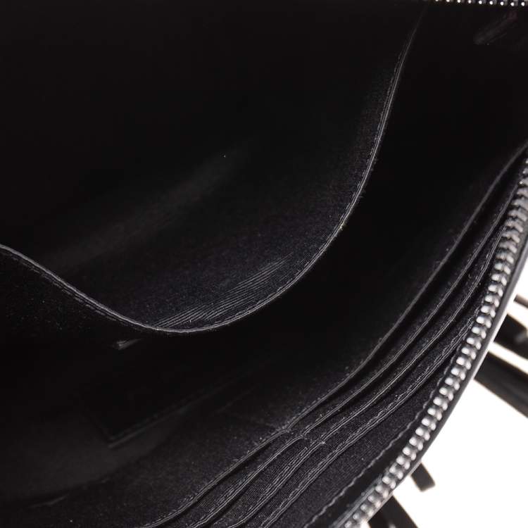 Pre Owned Saint Laurent Black Leather Fringe Shoulder Bag