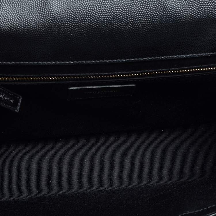 Pre Owned Saint Laurent Black Leather Large Cassandre Flap Shoulder Bag 