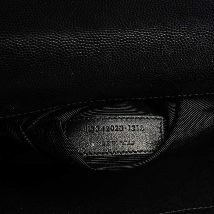 Pre Owned Saint Laurent Black Leather Large Cassandre Flap Shoulder Bag 