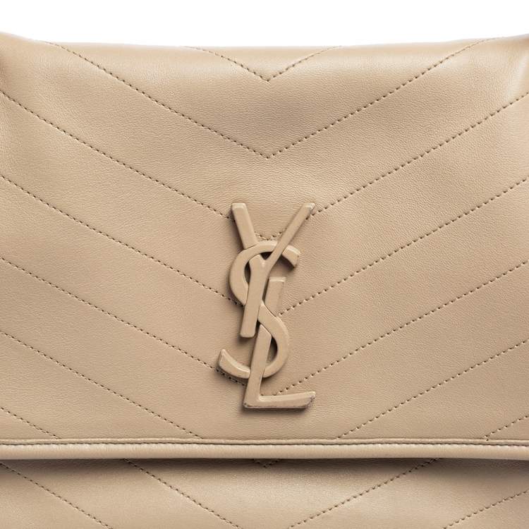Pre Owned Saint Laurent Beige Matelassé Leather Niki Chain Bag 