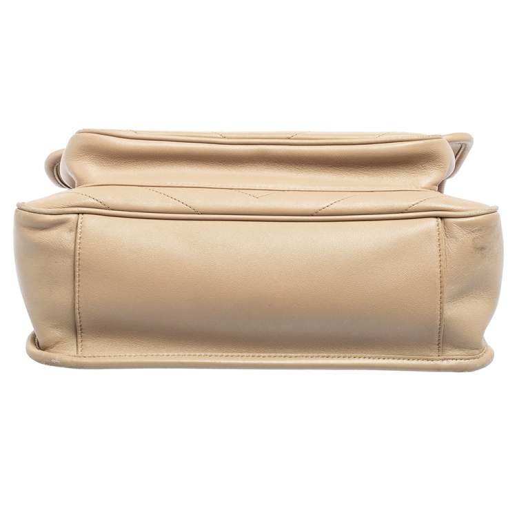Pre Owned Saint Laurent Beige Matelassé Leather Niki Chain Bag 