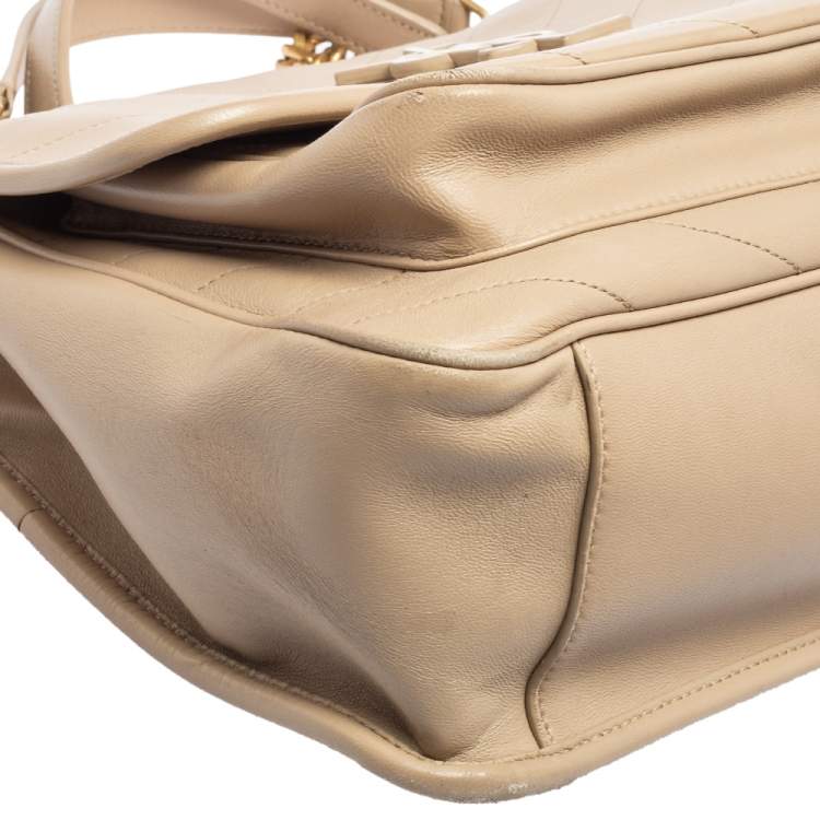 Pre Owned Saint Laurent Beige Matelassé Leather Niki Chain Bag 