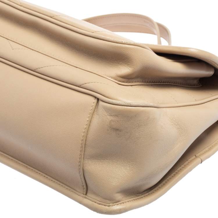 Pre Owned Saint Laurent Beige Matelassé Leather Niki Chain Bag 
