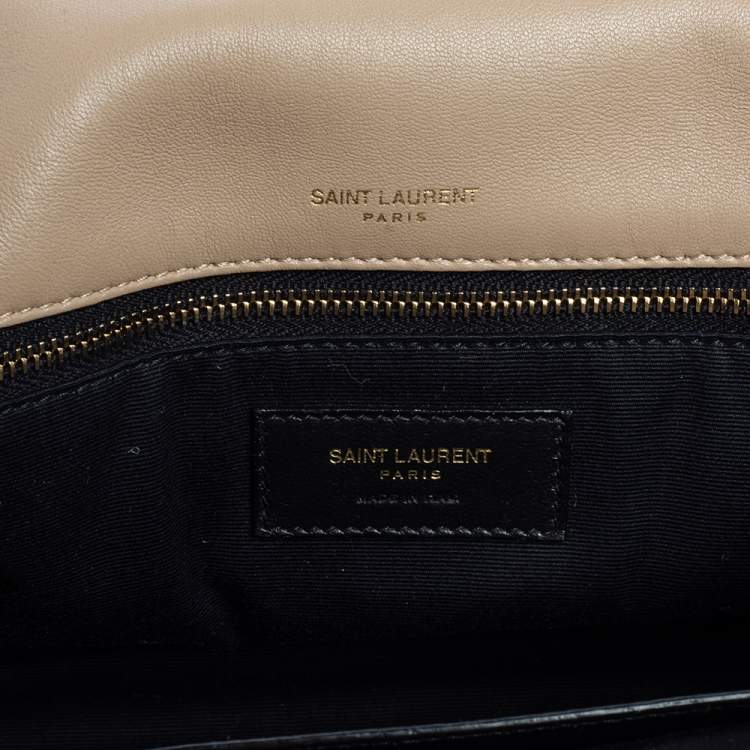 Pre Owned Saint Laurent Beige Matelassé Leather Niki Chain Bag 