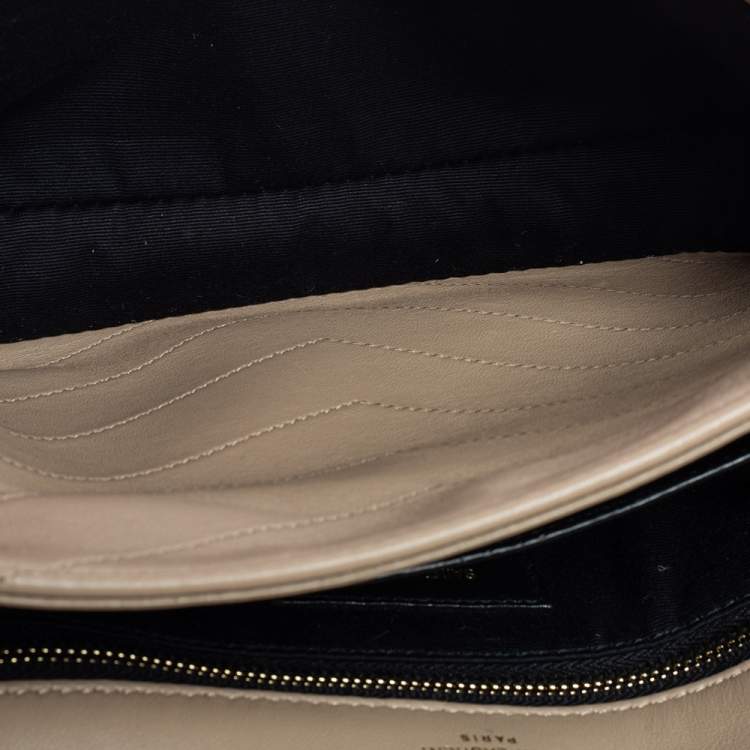 Pre Owned Saint Laurent Beige Matelassé Leather Niki Chain Bag 