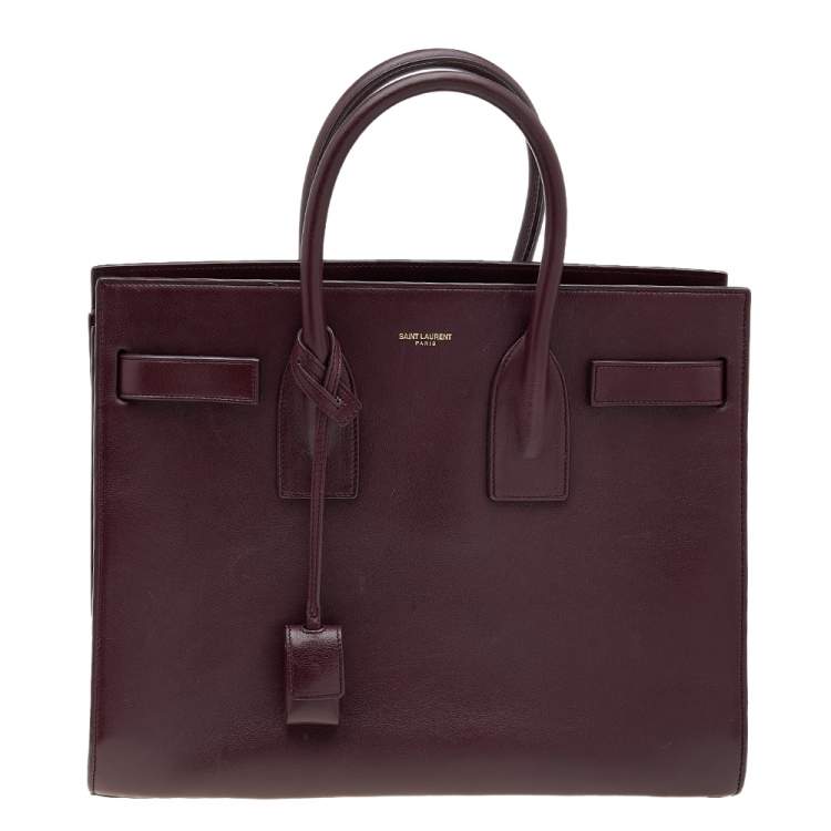 Pre Owned Saint Laurent Burgundy Leather Small Sac De Jour Tote