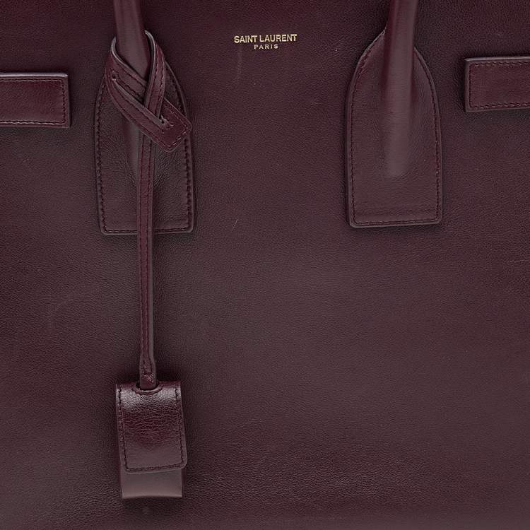 Pre Owned Saint Laurent Burgundy Leather Small Sac De Jour Tote