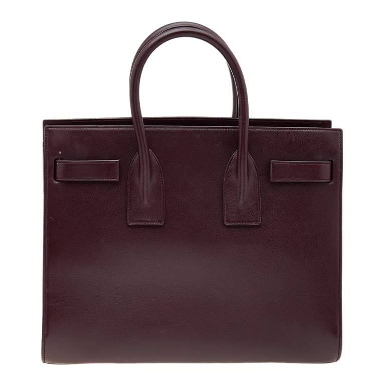 Pre Owned Saint Laurent Burgundy Leather Small Sac De Jour Tote