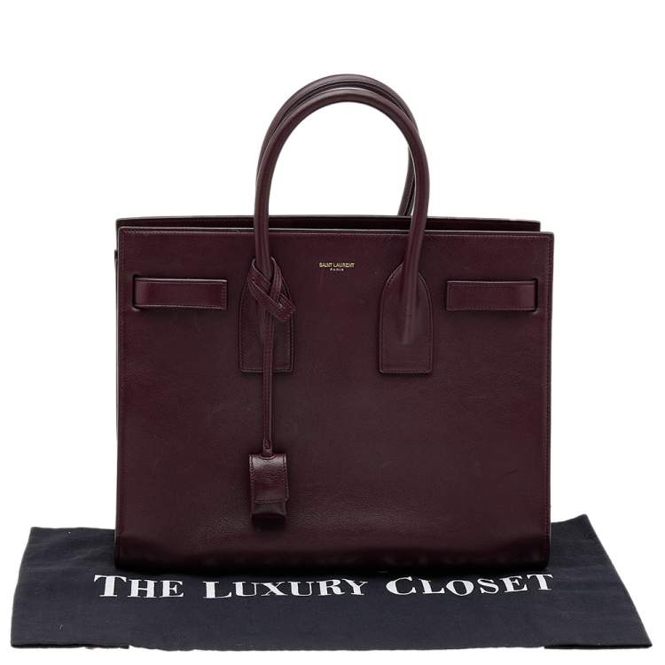 Pre Owned Saint Laurent Burgundy Leather Small Sac De Jour Tote