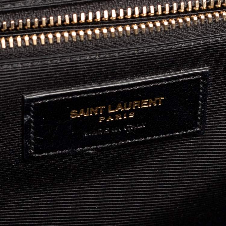 Pre Owned Saint Laurent Navy Blue Matelassé Leather Large Cassandre Flap Bag