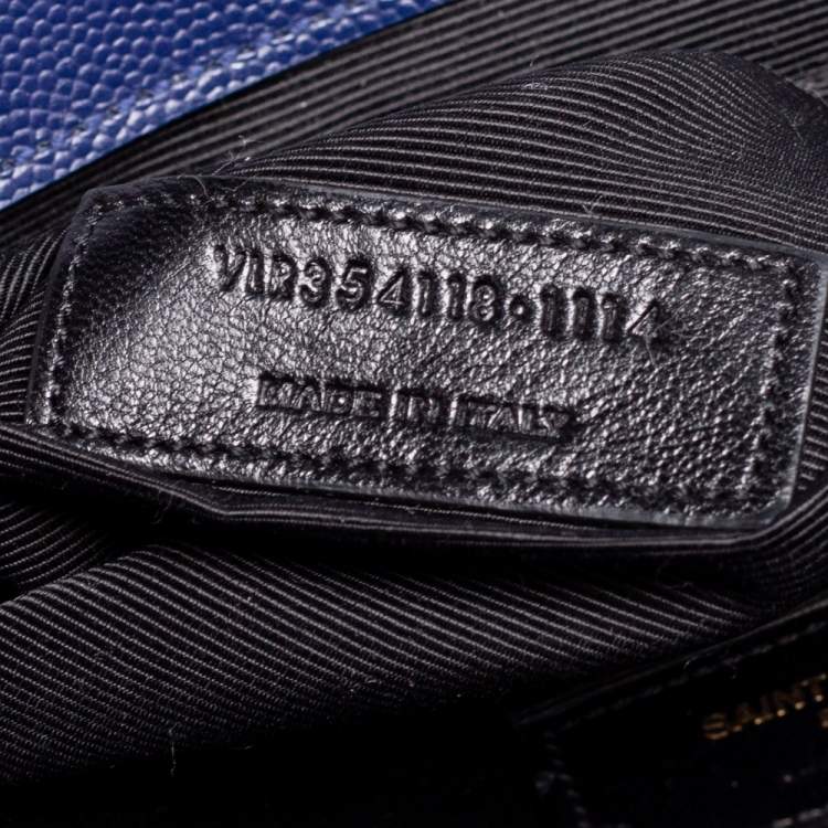 Pre Owned Saint Laurent Navy Blue Matelassé Leather Large Cassandre Flap Bag