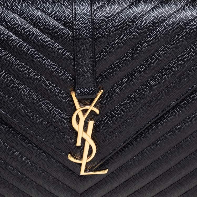 Pre Owned Saint Laurent Black Matelassé Leather Large Cassandre Flap Bag