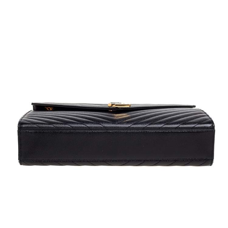 Pre Owned Saint Laurent Black Matelassé Leather Large Cassandre Flap Bag