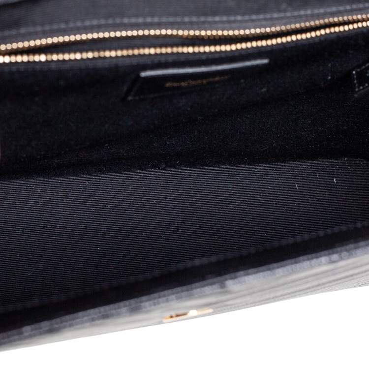 Pre Owned Saint Laurent Black Matelassé Leather Large Cassandre Flap Bag