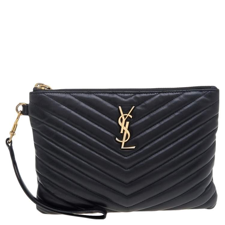 Ysl chevron clutch sale