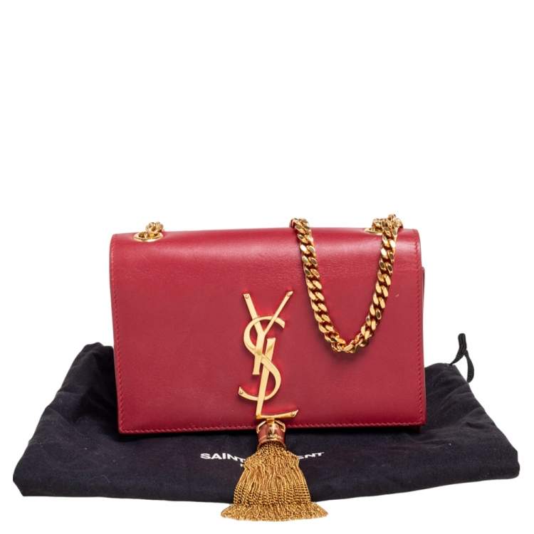 Pre Owned Saint Laurent Red Leather Small Kate Tassel Crossbody Bag