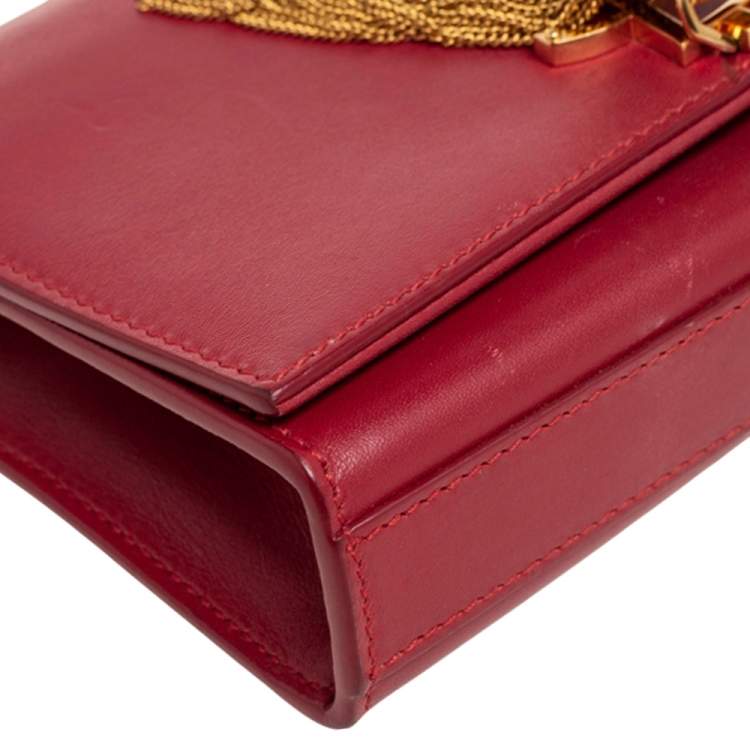 Pre Owned Saint Laurent Red Leather Small Kate Tassel Crossbody Bag