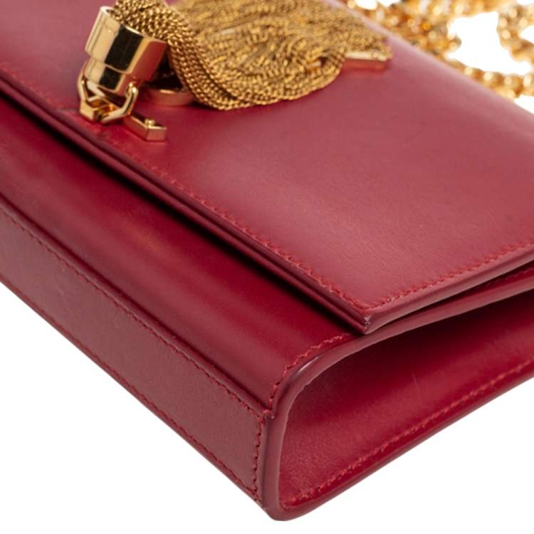 Pre Owned Saint Laurent Red Leather Small Kate Tassel Crossbody Bag