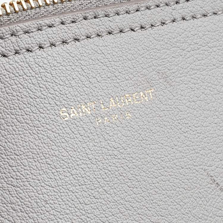 Pre Owned Saint Laurent Grey Leather E/W Shopper Tote