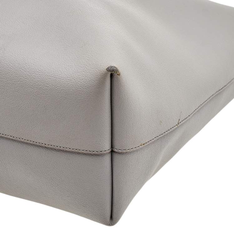 Pre Owned Saint Laurent Grey Leather E/W Shopper Tote