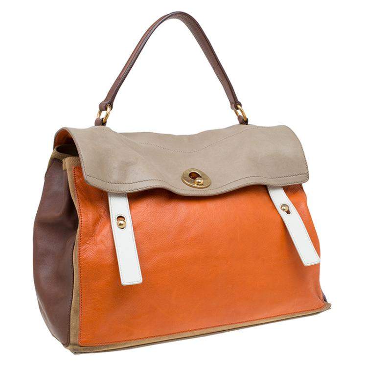 Pre Owned Yves Saint Laurent Tri Color Leather Large Muse Two Top Handle Bag