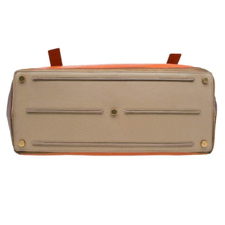 Pre Owned Yves Saint Laurent Tri Color Leather Large Muse Two Top Handle Bag