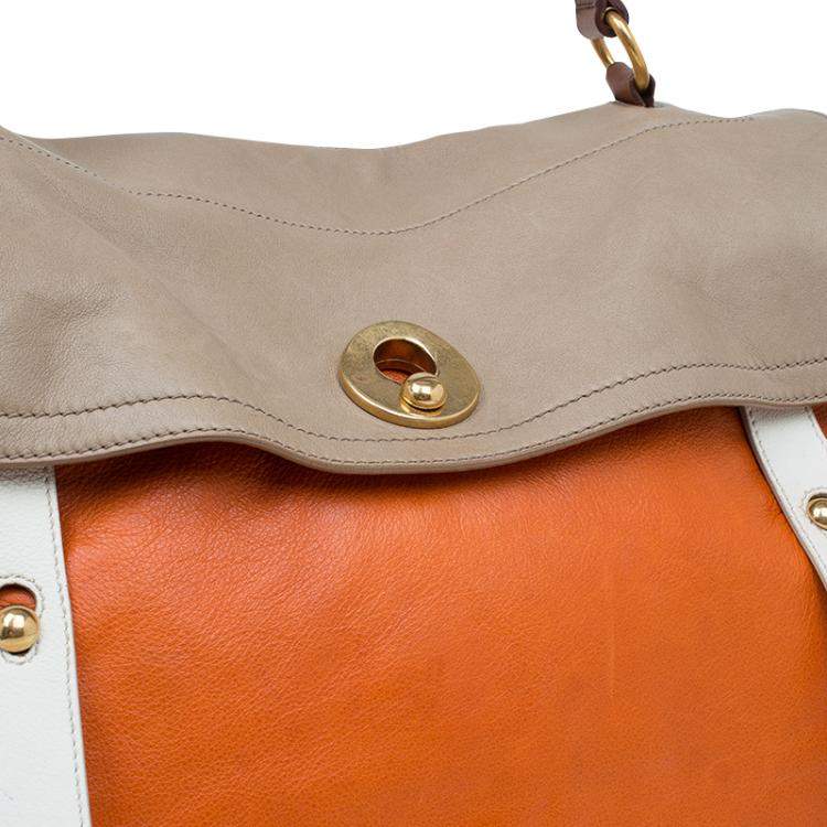 Pre Owned Yves Saint Laurent Tri Color Leather Large Muse Two Top Handle Bag