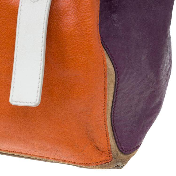 Pre Owned Yves Saint Laurent Tri Color Leather Large Muse Two Top Handle Bag