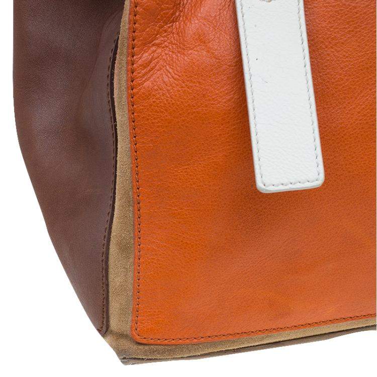 Pre Owned Yves Saint Laurent Tri Color Leather Large Muse Two Top Handle Bag