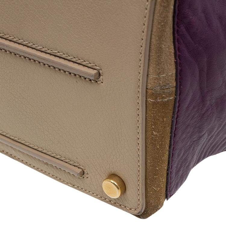 Pre Owned Yves Saint Laurent Tri Color Leather Large Muse Two Top Handle Bag