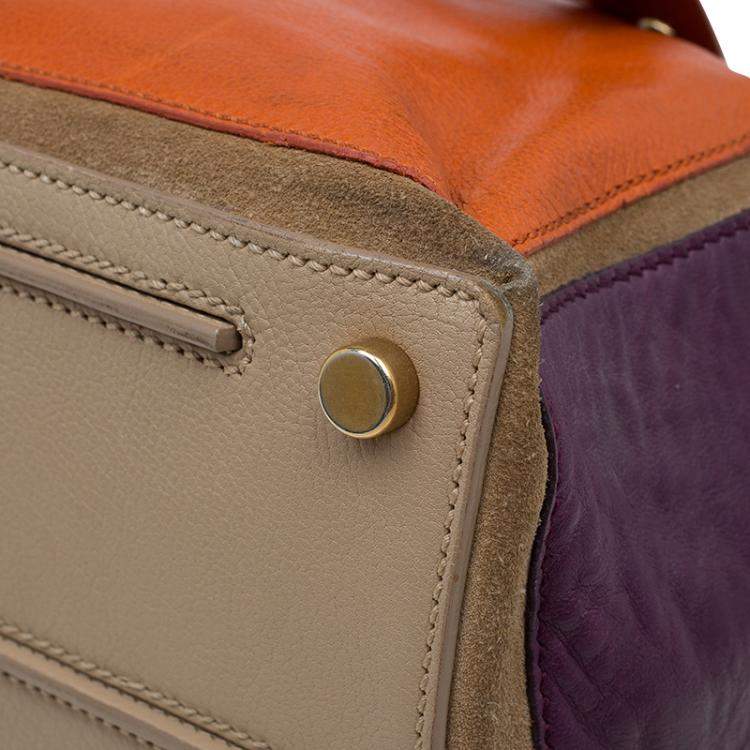 Pre Owned Yves Saint Laurent Tri Color Leather Large Muse Two Top Handle Bag