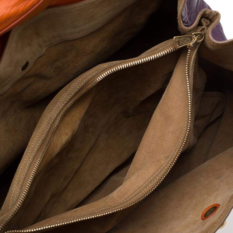 Pre Owned Yves Saint Laurent Tri Color Leather Large Muse Two Top Handle Bag