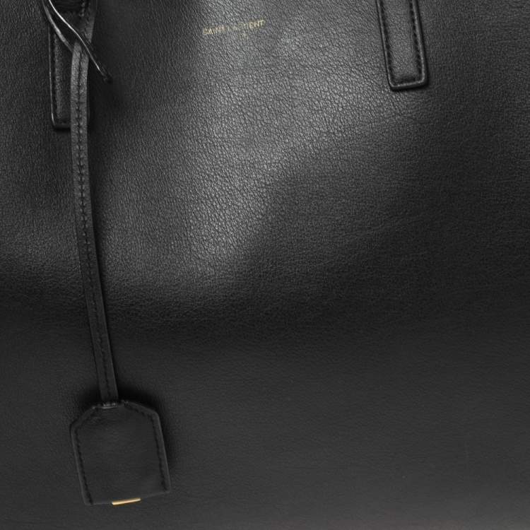Pre Owned Saint Laurent Black Leather E/W Shopping Tote