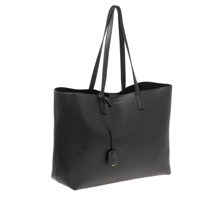Pre Owned Saint Laurent Black Leather E/W Shopping Tote
