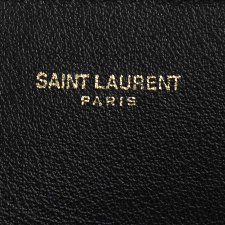 Pre Owned Saint Laurent Black Leather E/W Shopping Tote