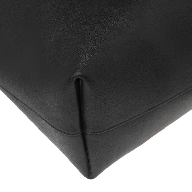 Pre Owned Saint Laurent Black Leather E/W Shopping Tote