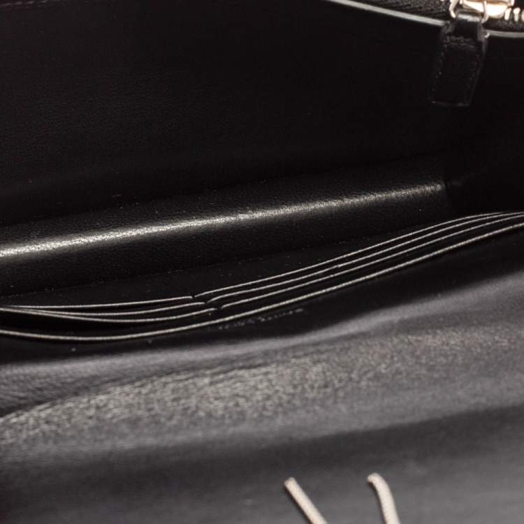 Pre Owned Saint Laurent Black Velvet Small Kate Chain Wallet On Chain