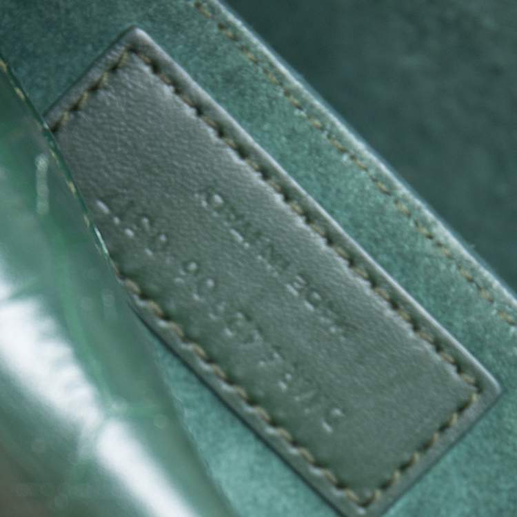 Pre Owned Saint Laurent Green Croc Embossed Leather Medium Sunset Shoulder Bag