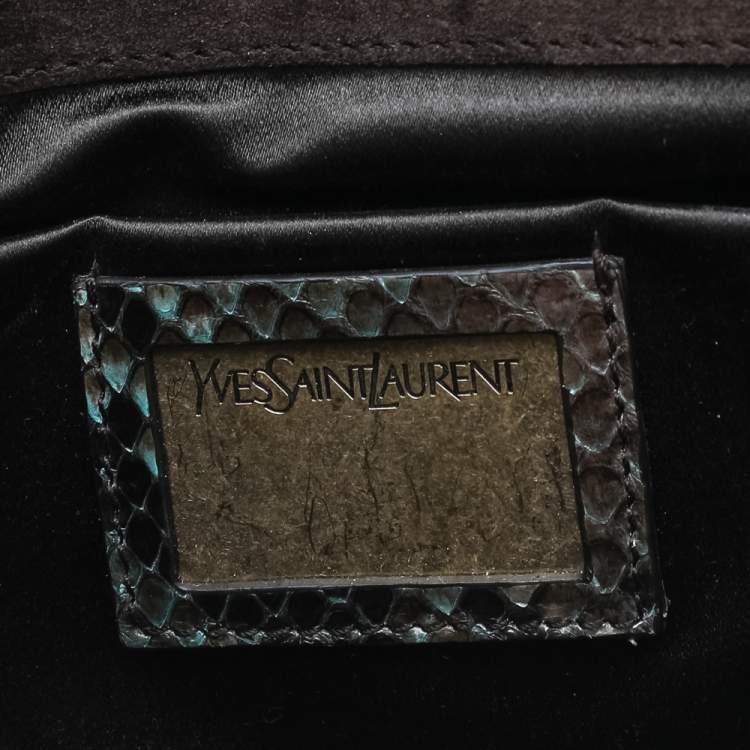 Pre Owned Yves Saint Laurent Brown Python Leather Y-Ligne Clutch