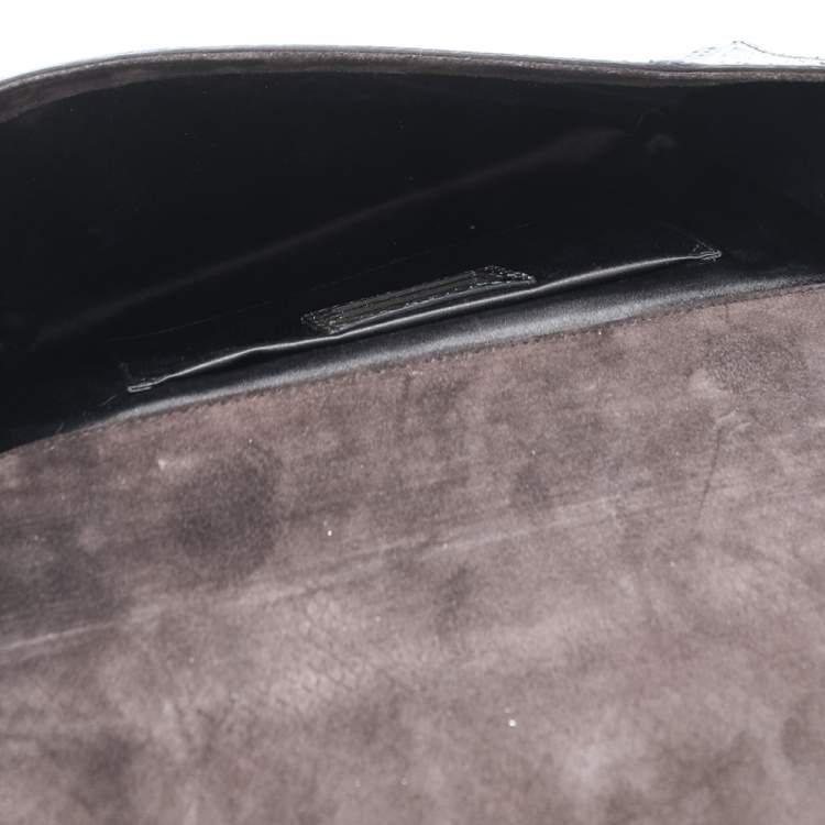 Pre Owned Yves Saint Laurent Brown Python Leather Y-Ligne Clutch
