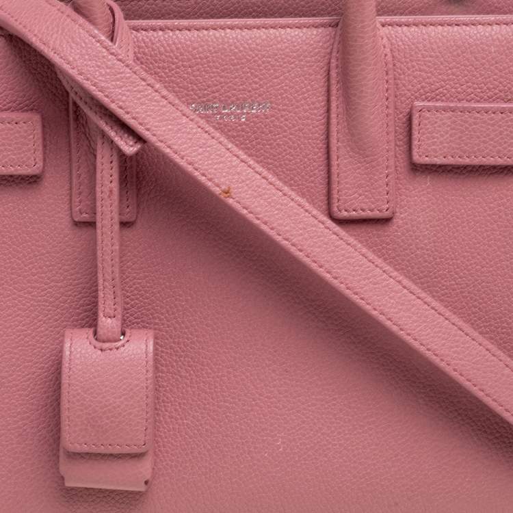 Pre Owned Saint Laurent Rose Pink Leather Nano Classic Sac De Jour Tote